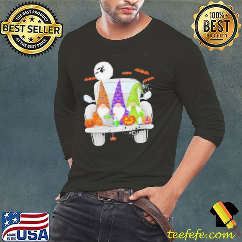Halloween Gnomes With Truck Cute Gnomes Happy Long Sleeve Tee