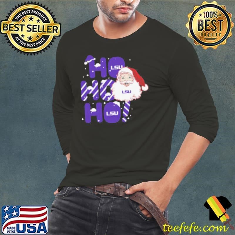 LSU Tigers Ho Ho Ho Santa Claus Christmas Long Sleeve Tee