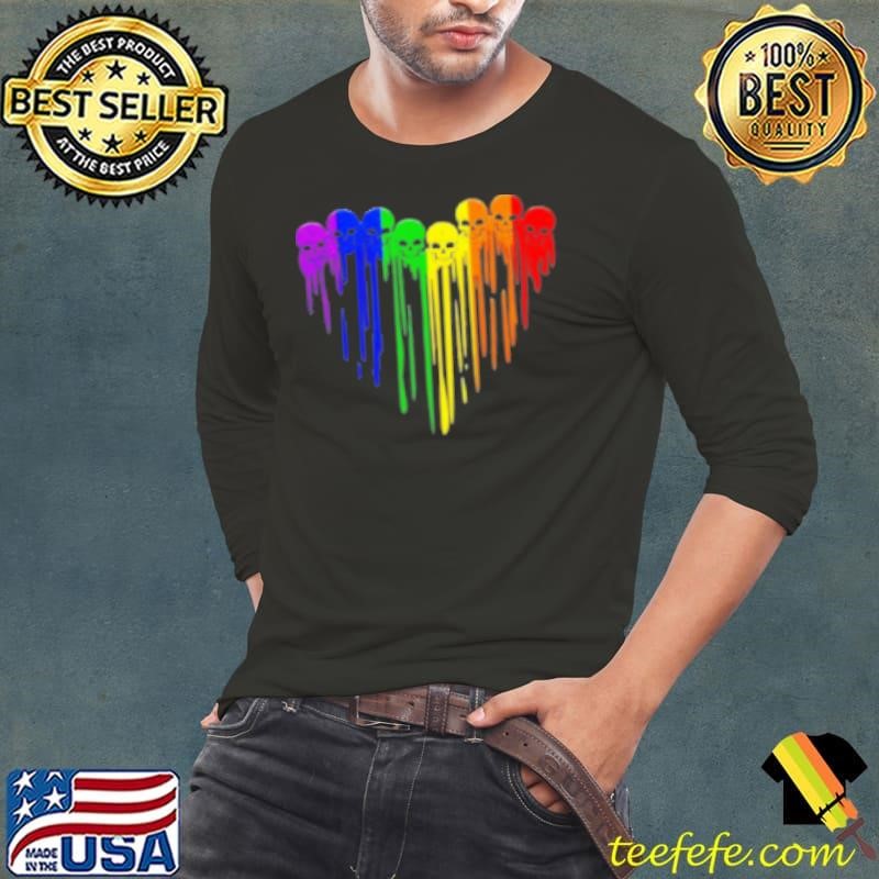 Lgbt GAY Pride Skull Rainbow Heart Lgbt Support Shirt