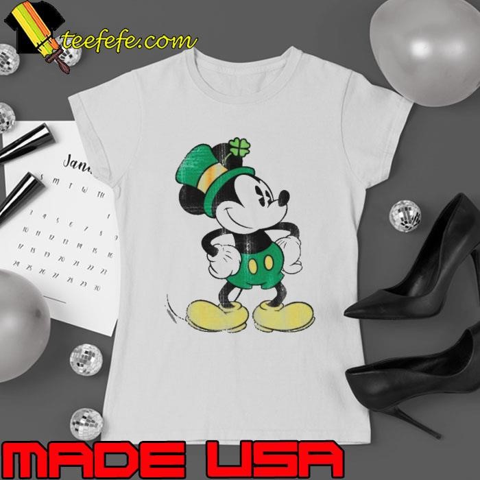Mickey Mouse Green St Patricks Standing Lucky Ladies tee