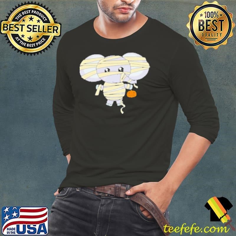 Mummy Elephant Trick or Treating Costume Cute Halloween 2024 Long Sleeve Tee