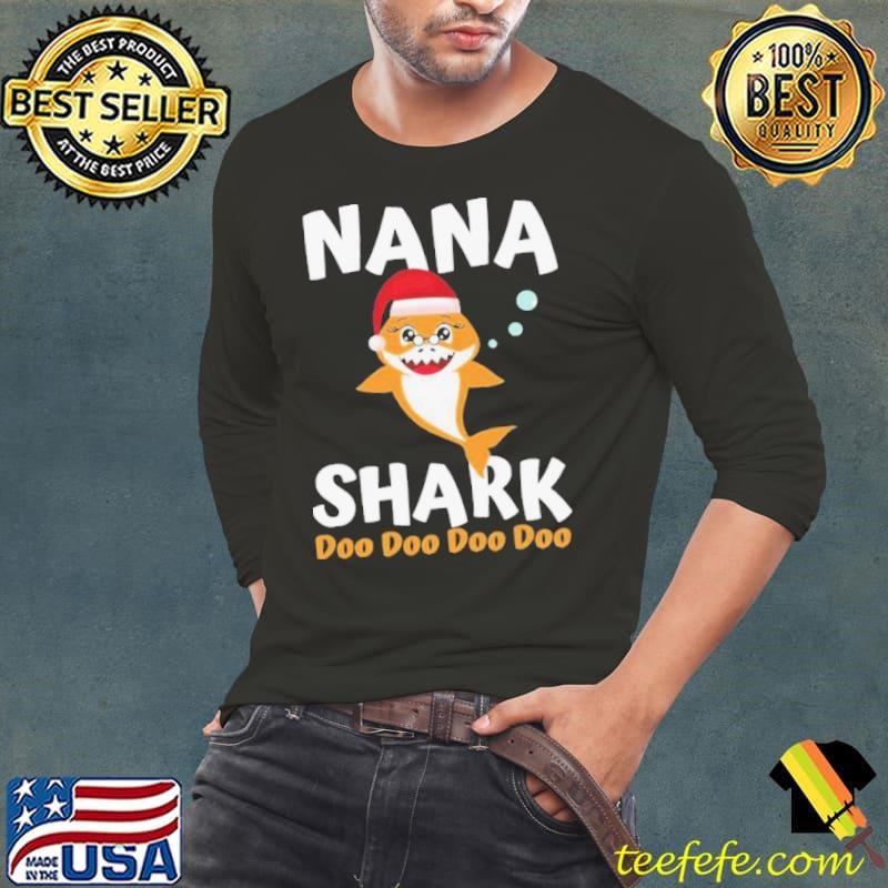 Nana Shark Christmas Mommy Shark Daddy Shark Long Sleeve Tee