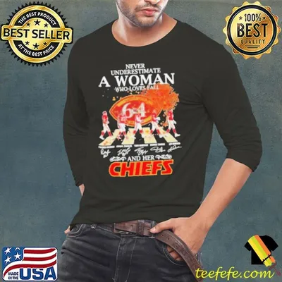Never Underestimate A Woman Who Loves Fall And Her Kansas City Chiefs Abbey Road Signatures Shirt