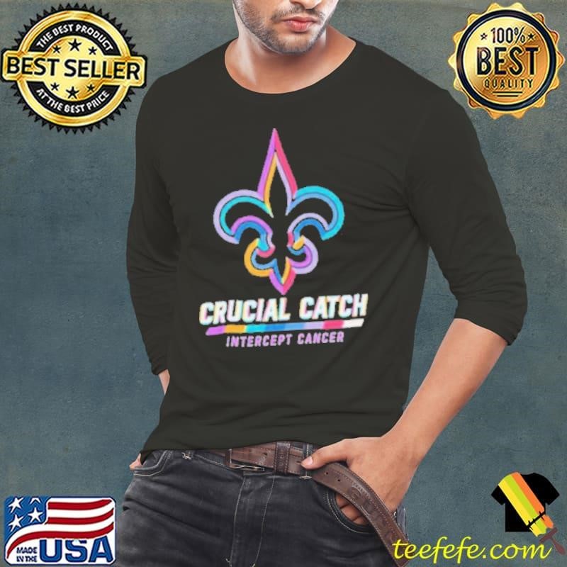 New Orleans Saints 2024 Crucial Catch Intercept Cancer Awareness Long Sleeve Tee