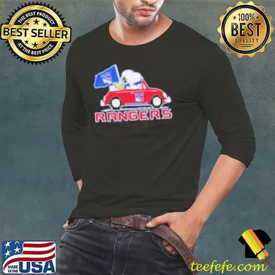New York Rangers Snoopy And Woodstock Driving Car Flag Shirt