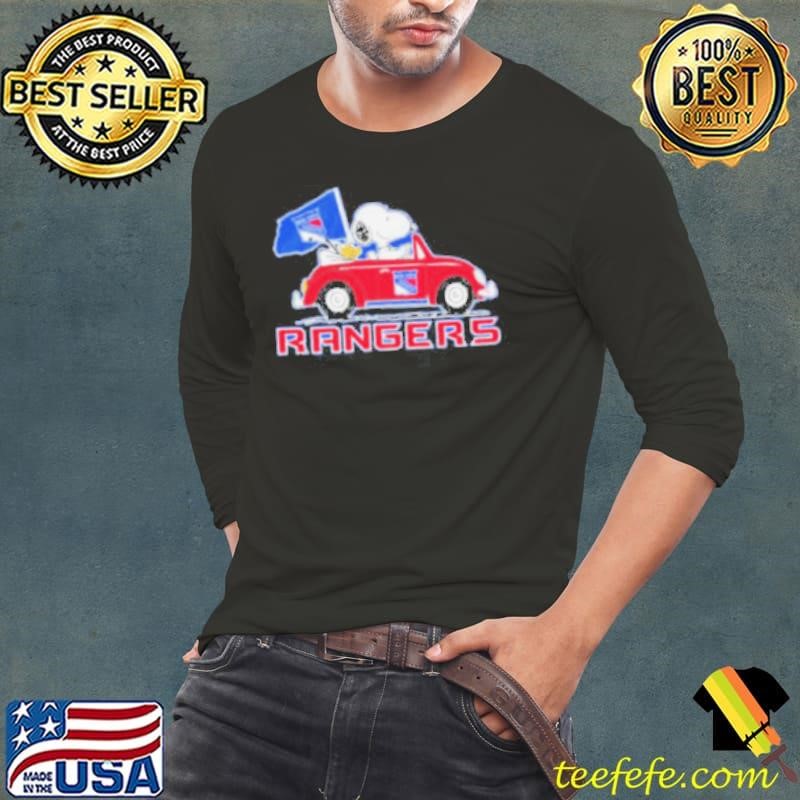 New York Rangers Snoopy And Woodstock Driving Car Flag Shirt