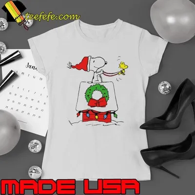 Nice Peanuts Snoopy Dog House Sleigh shirt