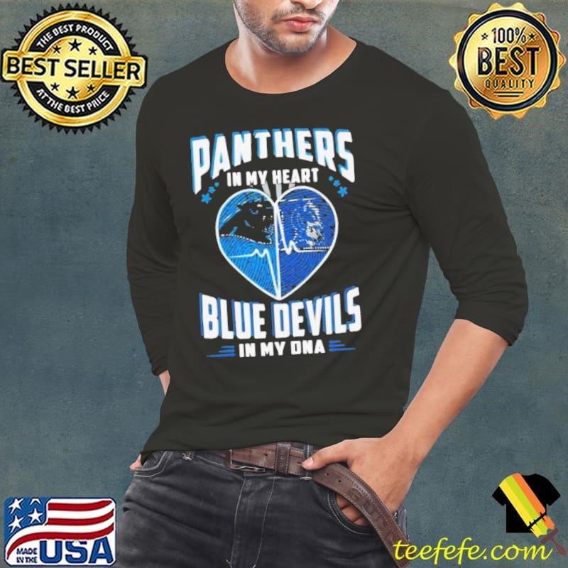 Panthers In My Heart Blue Devils In My Dna Football Long Sleeve Tee