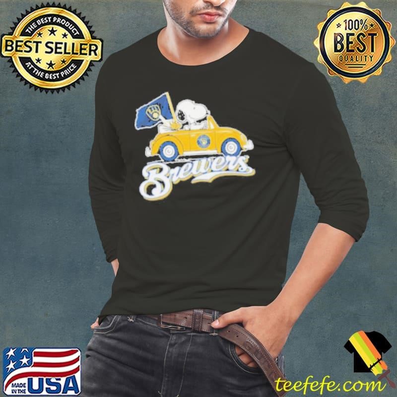 Peanuts Snoopy And Woodstock X Milwaukee Brewers October Driving Car Shirt