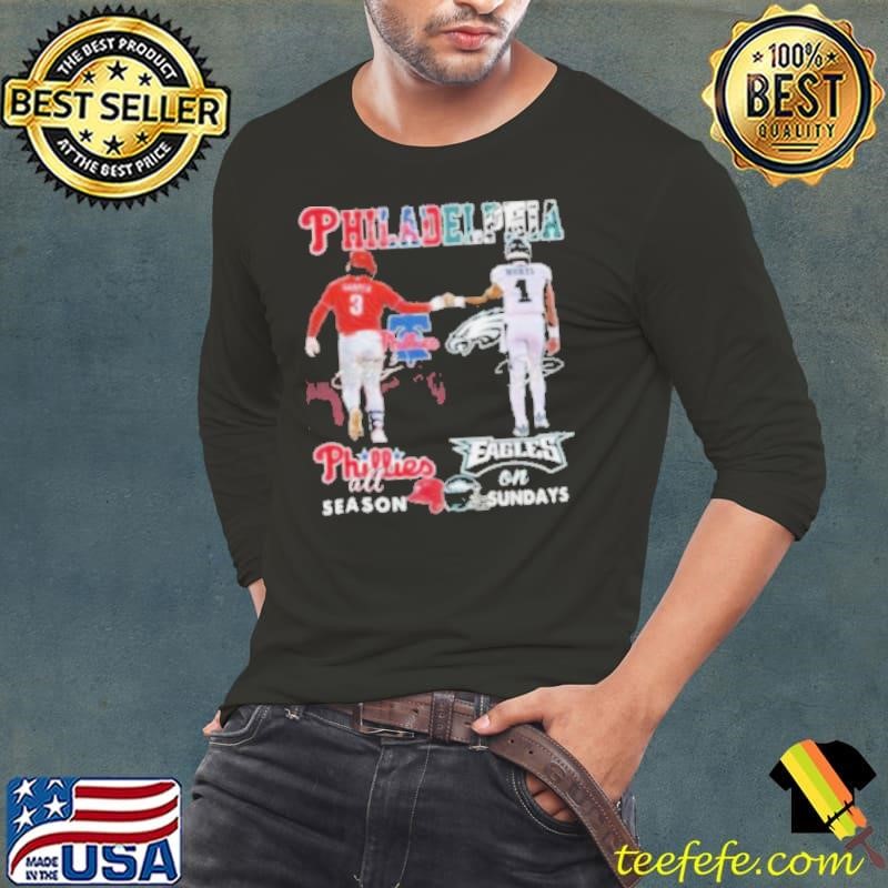 Philadelphia Phillies All Season Philadelphia Eagles On Sundays 2024 Long Sleeve Tee