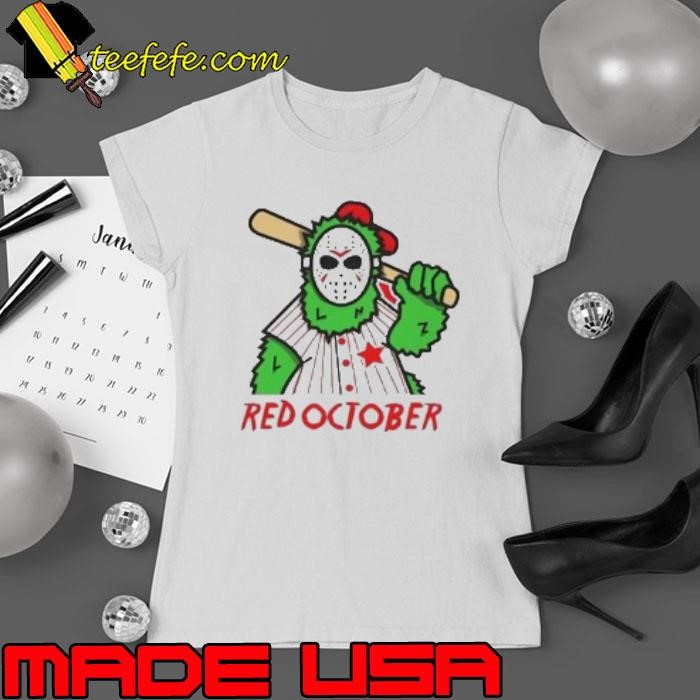 Philadelphia Phillies Red October Phanatic Halloween Jason Ladies tee