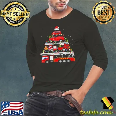 Premium Fire Truck Arrange Christmas Tree Christmas Firefighter Shirt
