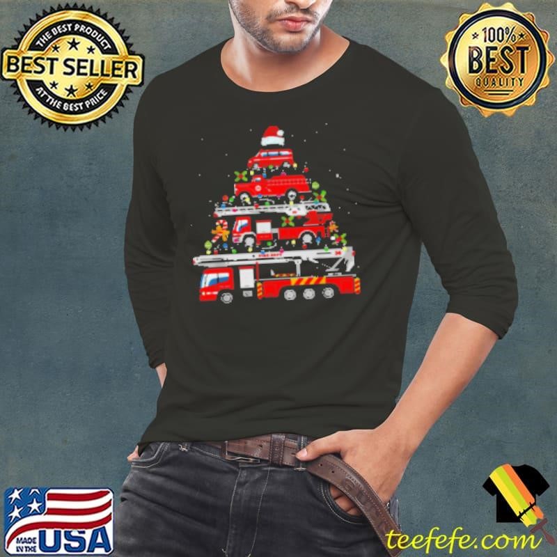 Premium Fire Truck Arrange Christmas Tree Christmas Firefighter Shirt