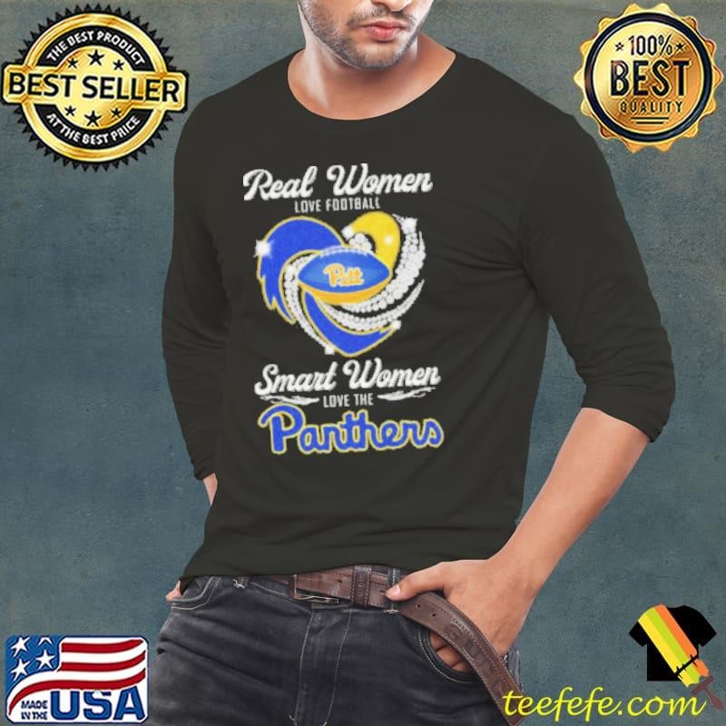 Real Women Love Football Smart Women Love The Panthers Diamond Heart Long Sleeve Tee