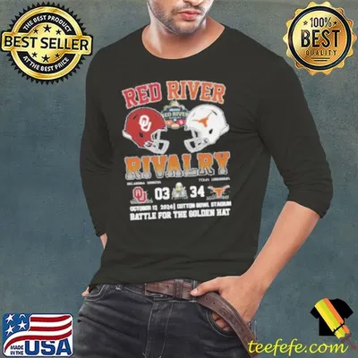 Red River Rivalry Texas 34 3 Oklahoma Battle For The Golden Hat Shirt