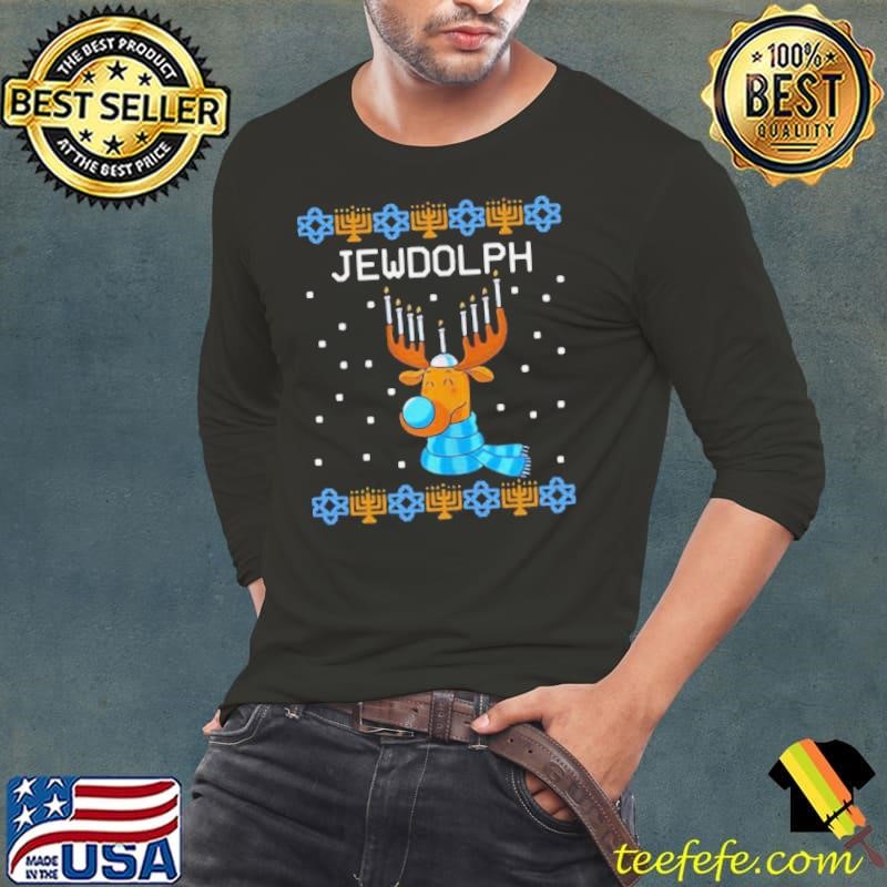 Reindeer Jewdolph Ugly Christmas Long Sleeve Tee