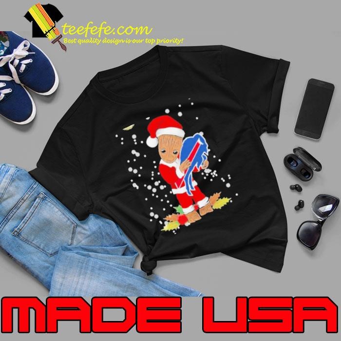 Santa Baby Groot Hug Buffalo Bills Christmas shirt