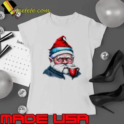 Santa Claus Drinking Coffee with Glasses Shirt