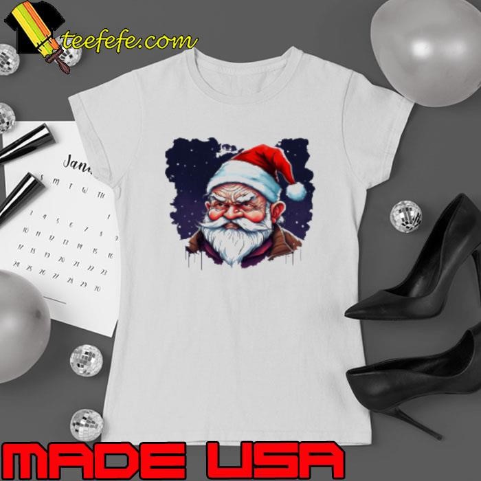 Santa Claus with white beard and red nose on a dark night Shirt