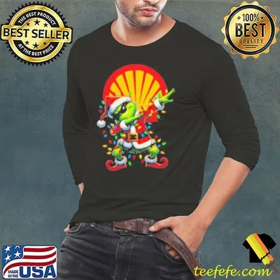 Santa Grinch Dabbing Shell Merry Christmas Light Shirt