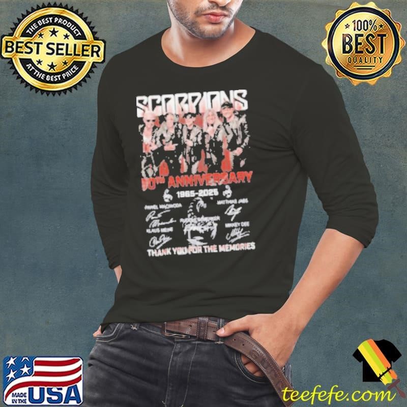 Scorpions Coming 60th Anniversary 1965 2025 Thank You For The Memories Signatures Long Sleeve Tee