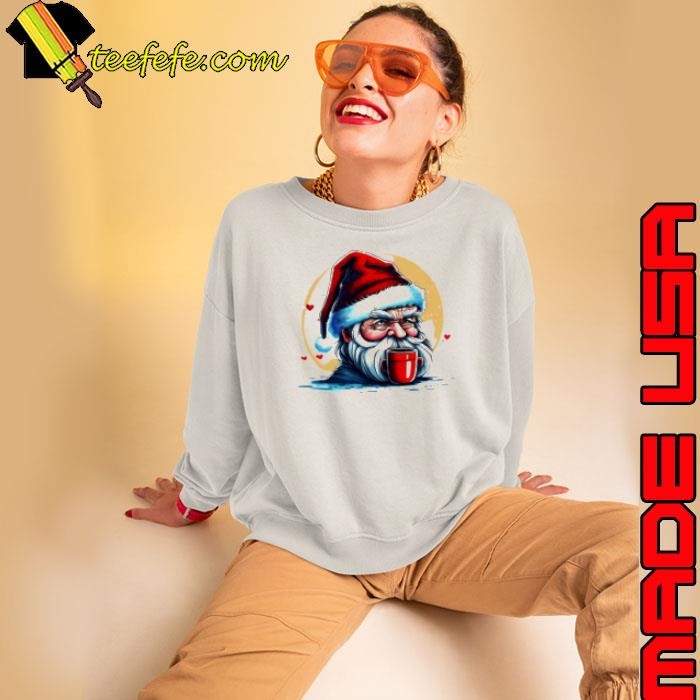 Serious Man with Santa Claus Hat and Coffee Mug Sweatshirt Serious Man with Santa Claus Hat and Coffee Mug Sweatshirt