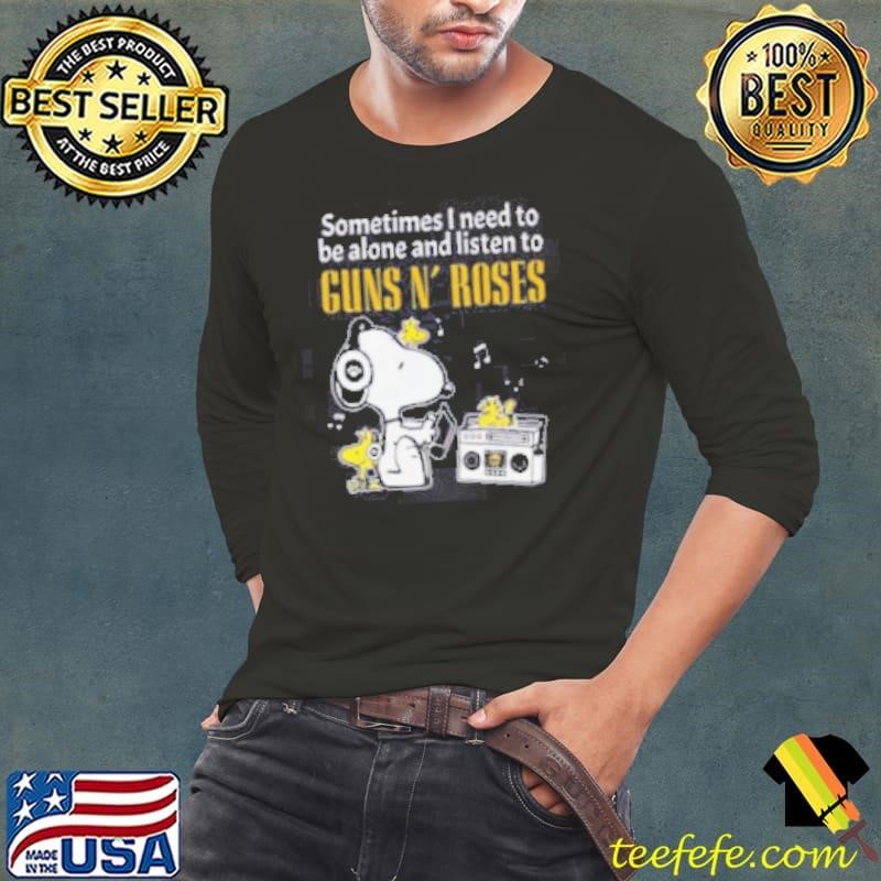 Snoopy And Woodstock Sometimes I Need To Be Alone And Listen To Guns N’ Roses Long Sleeve Tee
