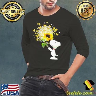 Snoopy Smell Sunflower Butterflies shirt