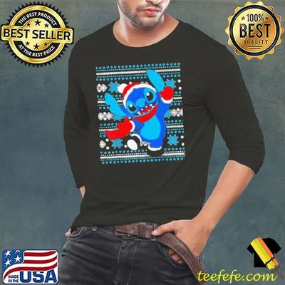 Stitch Wear Pajama Watching Santa Xmas shirt