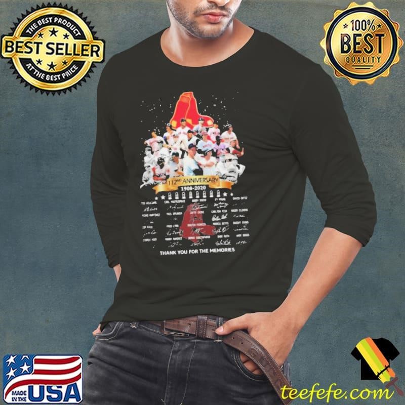 The Boston Red Sox 112nd Anniversary 1902 2020 Thank You For The Memories Signatures Long Sleeve Tee
