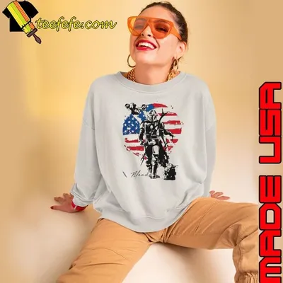 The mandalorian and baby yoda flag american shirt