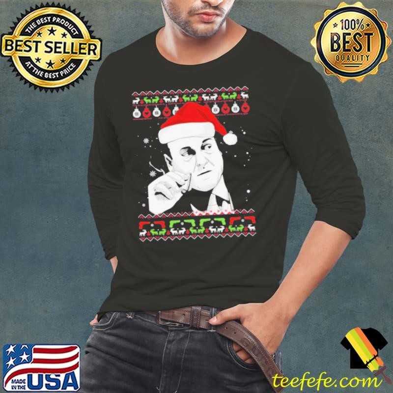 Tony Soprano smoking Christmas ugly Long Sleeve Tee