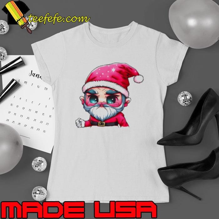 Top Cartoon Santa Claus with red hat and white beard Shirt