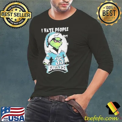 Top The Grinch I Hate People But I Love At Philadelphia Eagles Christmas 2024 shirt