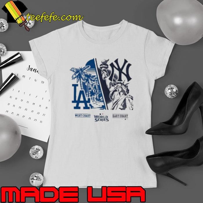 West Coast Los Angeles Dodgers vs. East Coast New York Yankees '47 Ash 2024 World Series Ladies tee