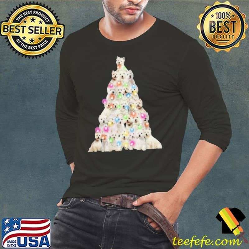 West highland white Terrier lights Christmas tree shirt