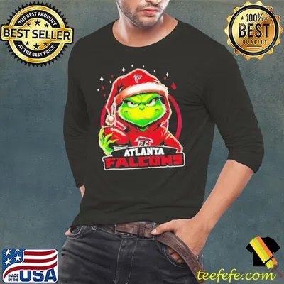 Atlanta Falcons Grinch wearing Santa hat Christmas 2024 shirt