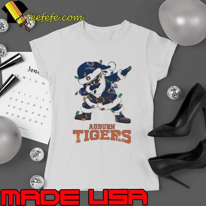Auburn Tigers Dabbing Santa Claus Ugly Christmas Light Ladies tee