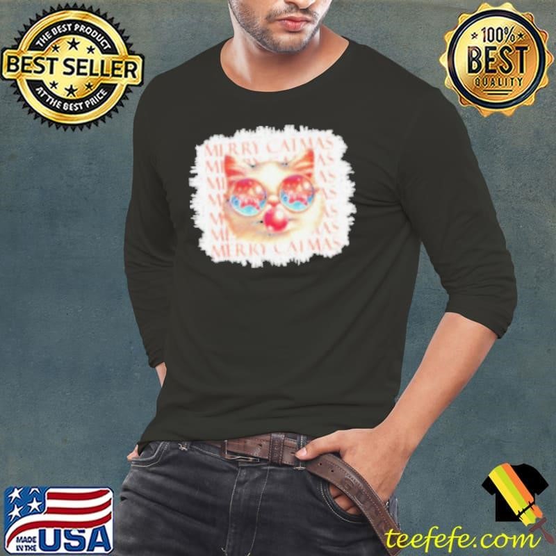Black Cat Meowy Christmas Light Xmas Holiday 2024 Shirt