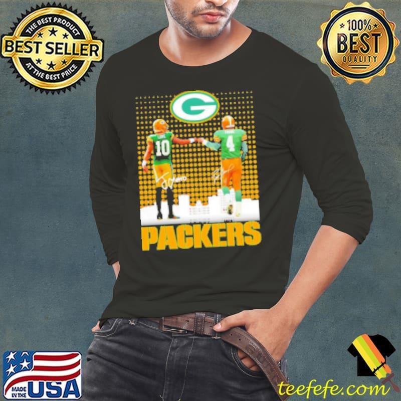 Brett Favre x Jordan Love Green Bay Packers signatures skyline Long Sleeve Tee