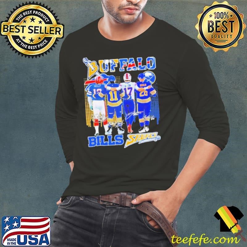 Buffalo Bills Josh Allen, Jim Kelly X Buffalo Hockey Gilbert Perreault, Rasmus Dahlin Shirt