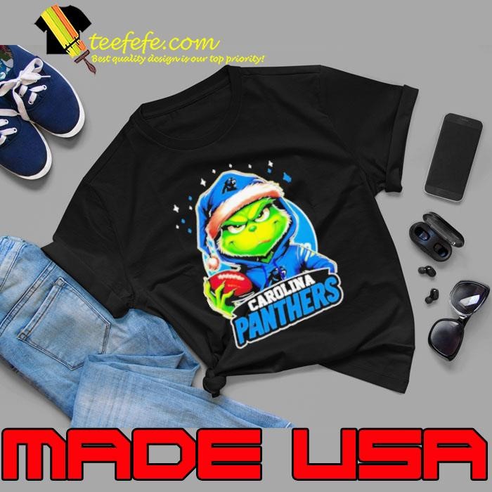 Carolina Panthers Grinch wearing Santa hat Christmas 2024 Unisex