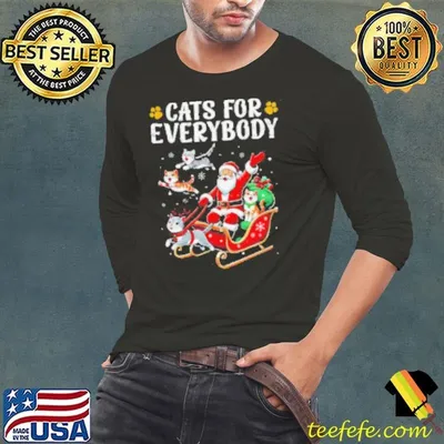 Cats For Everybody Christmas Cat Funny Xmas Men Women Santa Shirt
