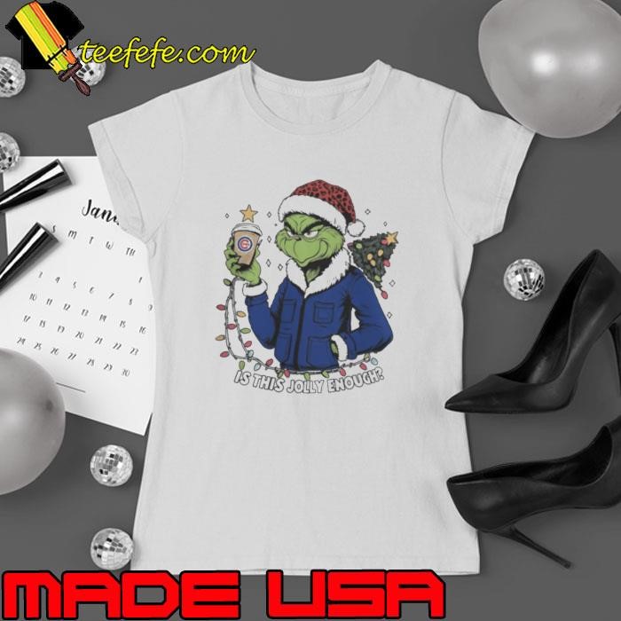 Chicago Cubs x Santa Grinch Is This Jolly Enough Merry Christmas Ladies tee