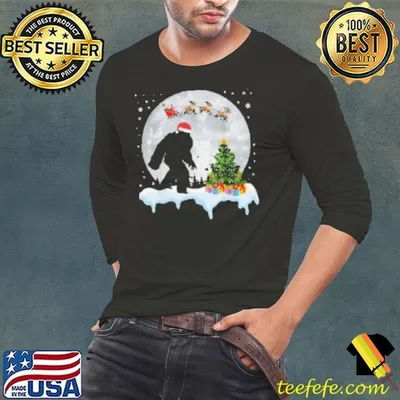 Christmas Bigfoot Santa Tree Sleigh Moon Reindeer Snow Shirt