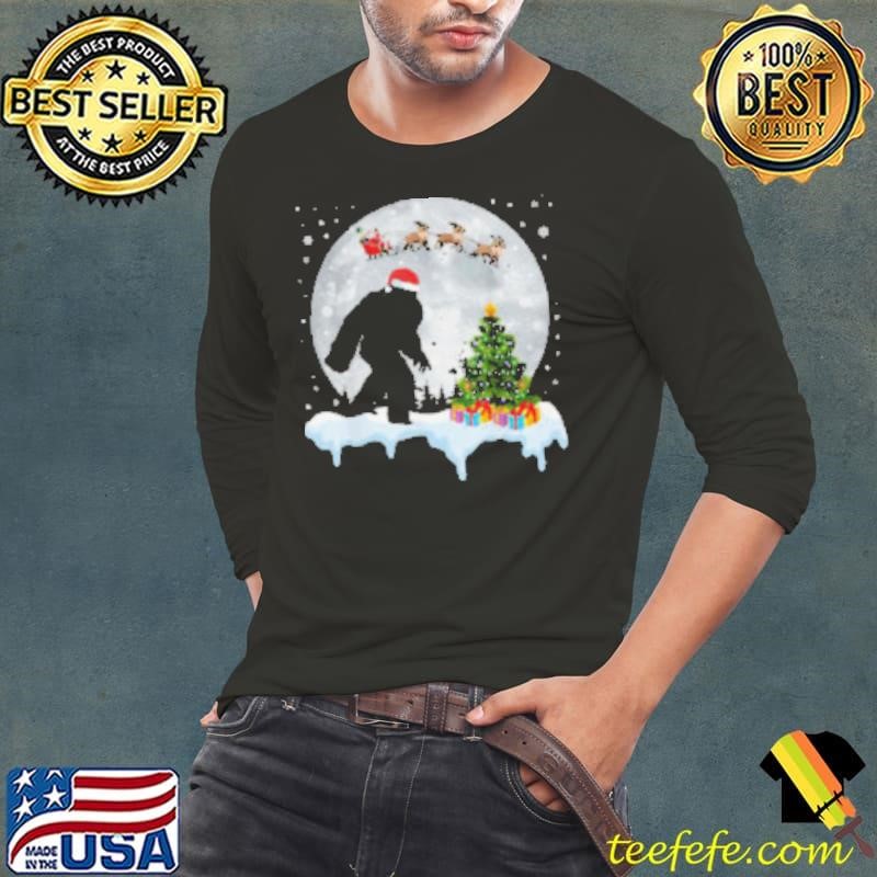 Christmas Bigfoot Santa Tree Sleigh Moon Reindeer Snow Shirt