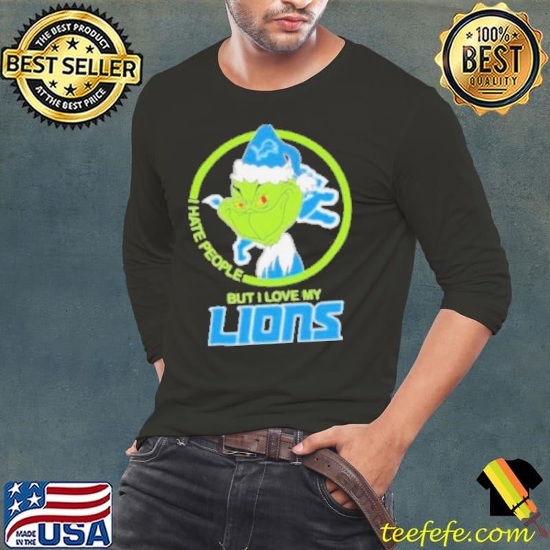Christmas Grinch X Detroit Lions I Hate People But I Love My Lions Long Sleeve Tee
