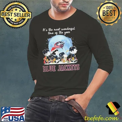 Columbus Blue Jackets It The Most Wonderful Time Of The Year Peanut Characters Christmas Shirt