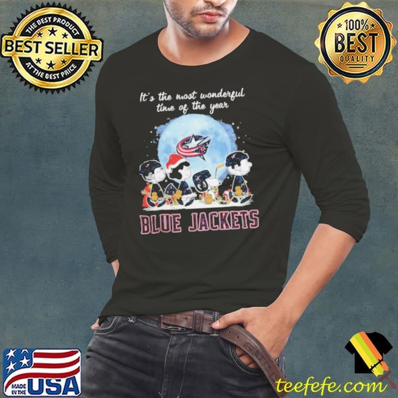 Columbus Blue Jackets It The Most Wonderful Time Of The Year Peanut Characters Christmas Shirt