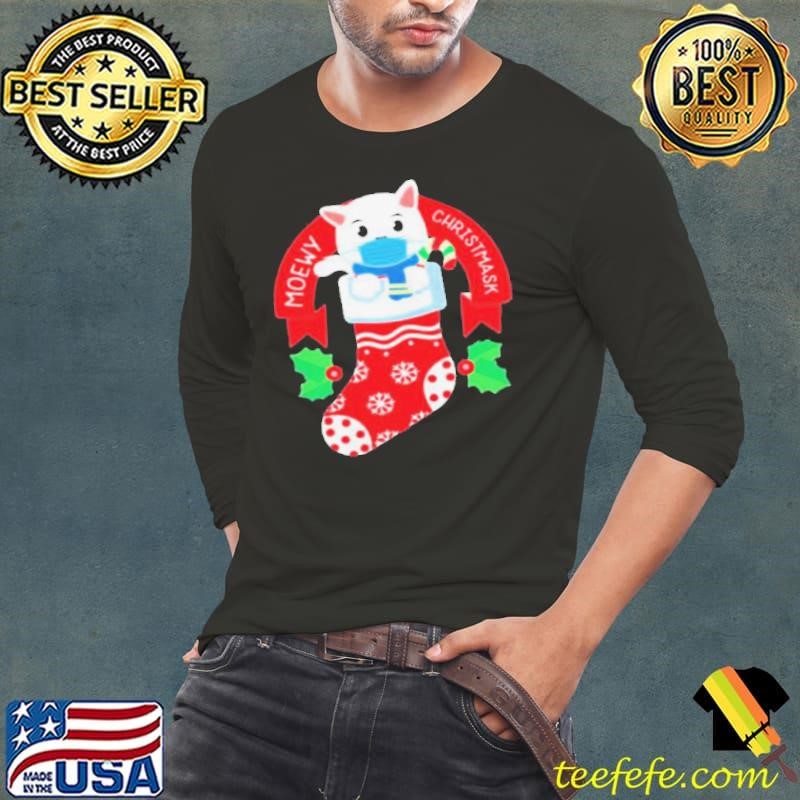 Cute Cat Face Mask Funny Christmas Stocking Long Sleeve Tee